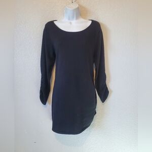 💚5/$25 United States Sweaters Black Runched Zipper Detailed Long Knit Sweater